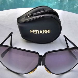 Ferrari Vintage Folding Black Aviator Sunglasses and Case